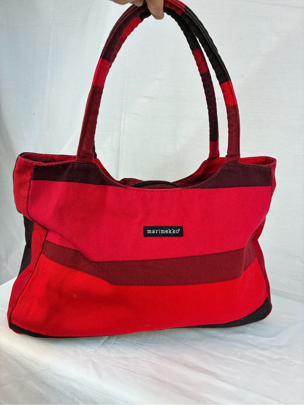 Marimekko Red Black Stripe Canvas Tote
